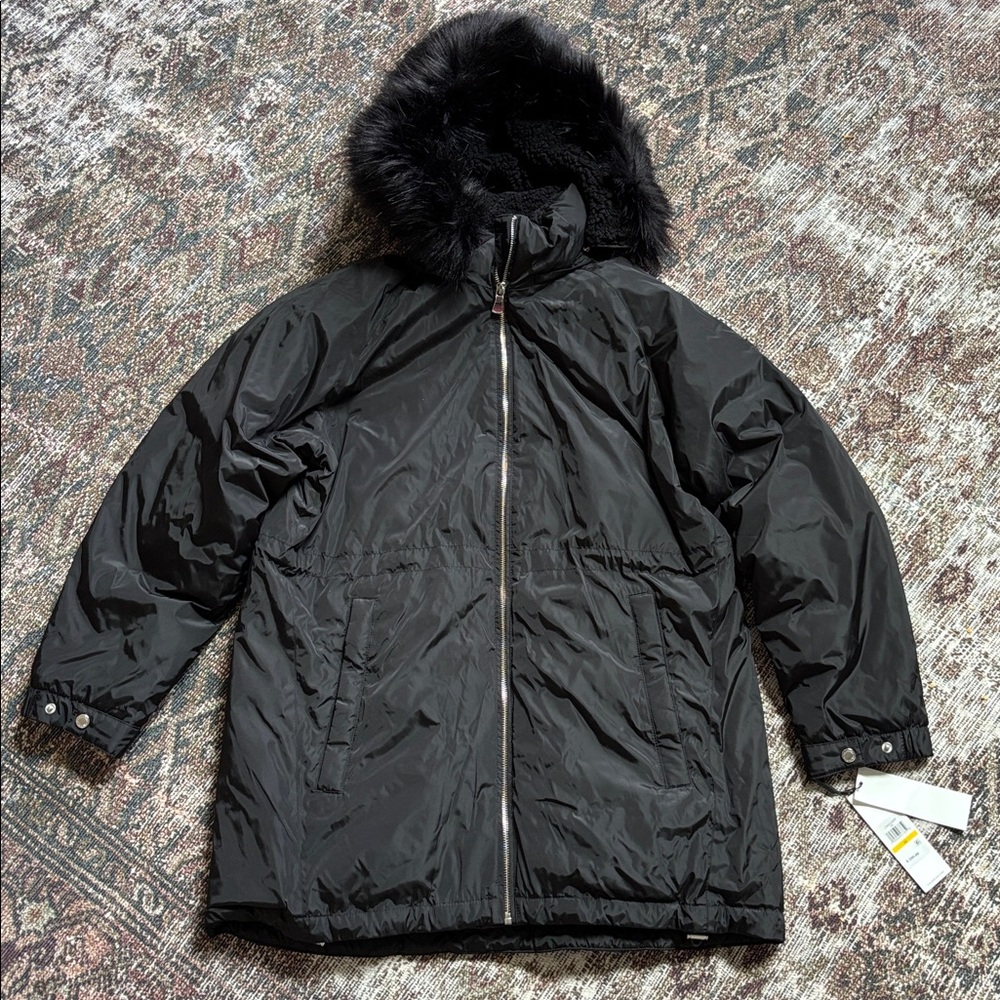 NWT Calvin Klein Women's Faux Fur Hooded Coat - Picture 1 of 6